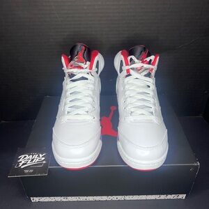 SOLD*** White and Red Jordan 5 Sneakers